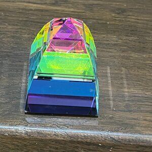 Swarovski Crystal Prism Pyramid Vitrail Paperweight Rainbow 2.5" *chipped"